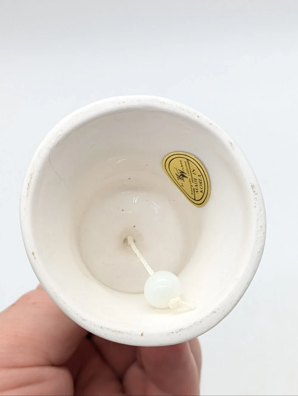 Vintage California White Rainbow Daisy Floral Ceramic Souvenir Bell